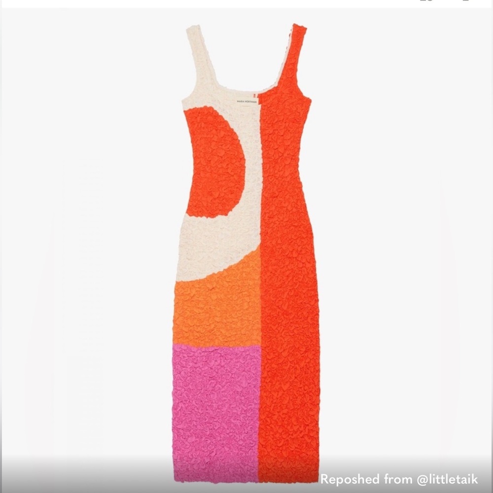 Mara Hoffman Red and Orange Strapless Sheath Dress